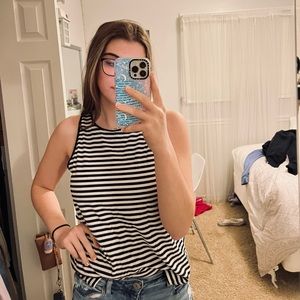 Old Navy black and white tank